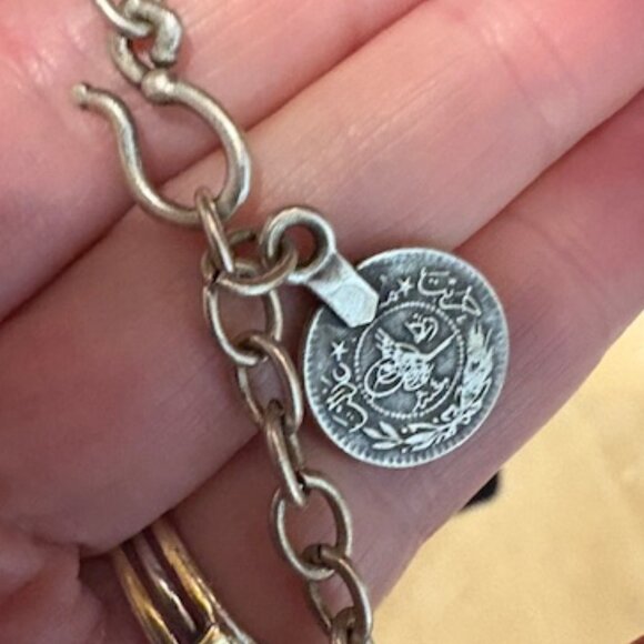 Vintage Unisex Ottoman Turkish Tibetan Coin Silver Adjustable Bracelet Leather - Picture 5 of 7